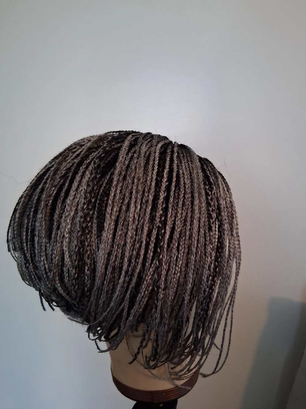 Short Braided Bob Wig in Gray with Natural Parting